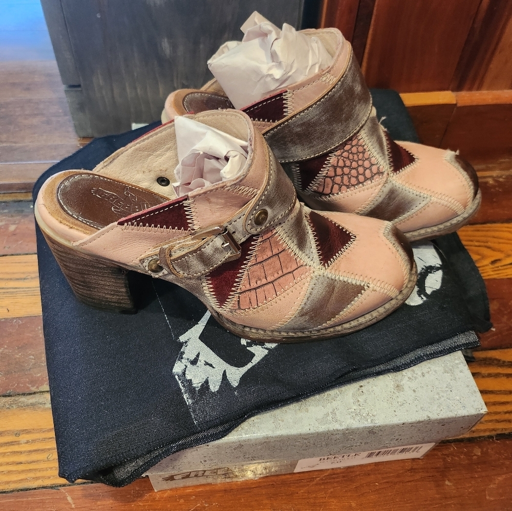 Freebird by Steven Patchwork Mules - Blush Pink and Cream - Picture 2 of 6